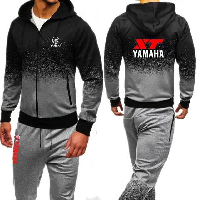 yamaha revs your heart print Tracksuits Men Set Zipper Hoodies Pants