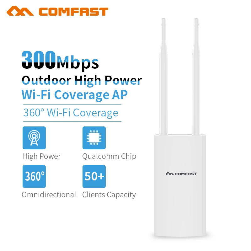 2019 Comfast Высокая мощность Wi-Fi Мбит/с Открытый 300 покрытие AP 2*5 Внешний открытый всенаправленный Wi-Fi роутер с антенной повторитель ap