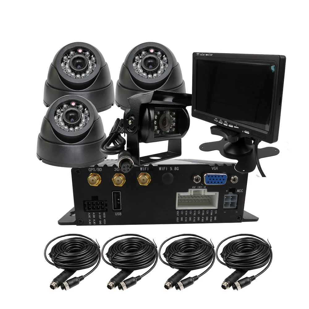 

Free Ship 4CH GPS 4G WIFI 1080P AHD 512GB Car DVR Video Recorder Dome Rear Car Camera Kit Phone PC Remote Monitor 7" VGA Monitor