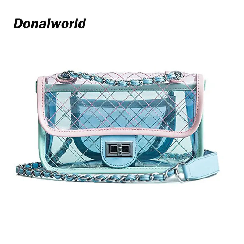

Donalworld Girl Clear Bag Small Flap Quilted Chain Strap Crossbody Bag