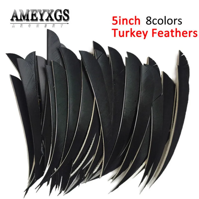 

60/100pcs 5" Arrow Feathers Right Wing Vanes Natural Turkey Feather Drop-shape Fletches For Hunting Shooting Archery Accessories