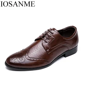 

big size mens formal shoes snake skin leather dress work male footwear luxury brand wedding winter brogue oxford shoes for men