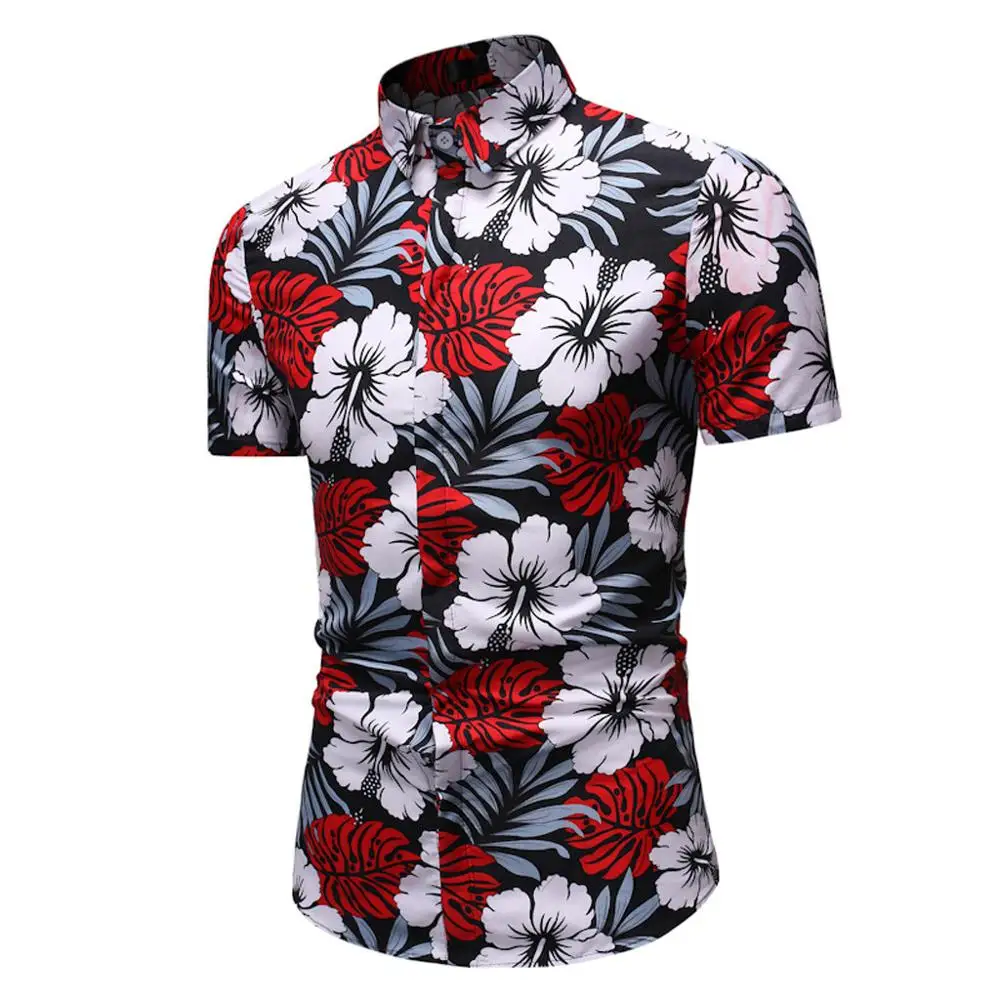 

Summer Men Shirt Top Short Sleeve Turn-Down Collar Printed Business Casual Fashion Male Shirt Blouse Daily Clothes Chemise Homme