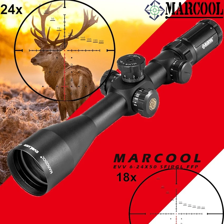 

MARCOOL EVV 6-24X50 FFP RIFLESCOPE Hunting Tactical Optical Collimator Aim Sight Rifle scope Grid airsoft rifle outdoors