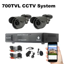 2 Cameras Security System 700TVL Video Surveillance Kit 18m Cable Night Vision Outdoor Waterproof CCTV System