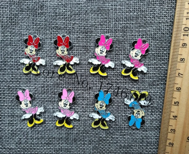 

Hot Sale 10 pcs Popular Mix Cartoon Minnie Metal Charms DIY Jewelry Making Pendants Accessories For Best Gift D-9