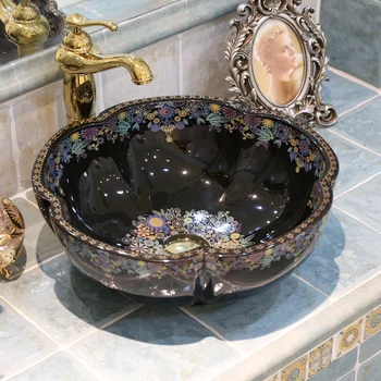 

Art porcelain Counter top Bathroom Sink Lavabo Washbasin hand painted vessel sinks Ceramic Bathroom Basin