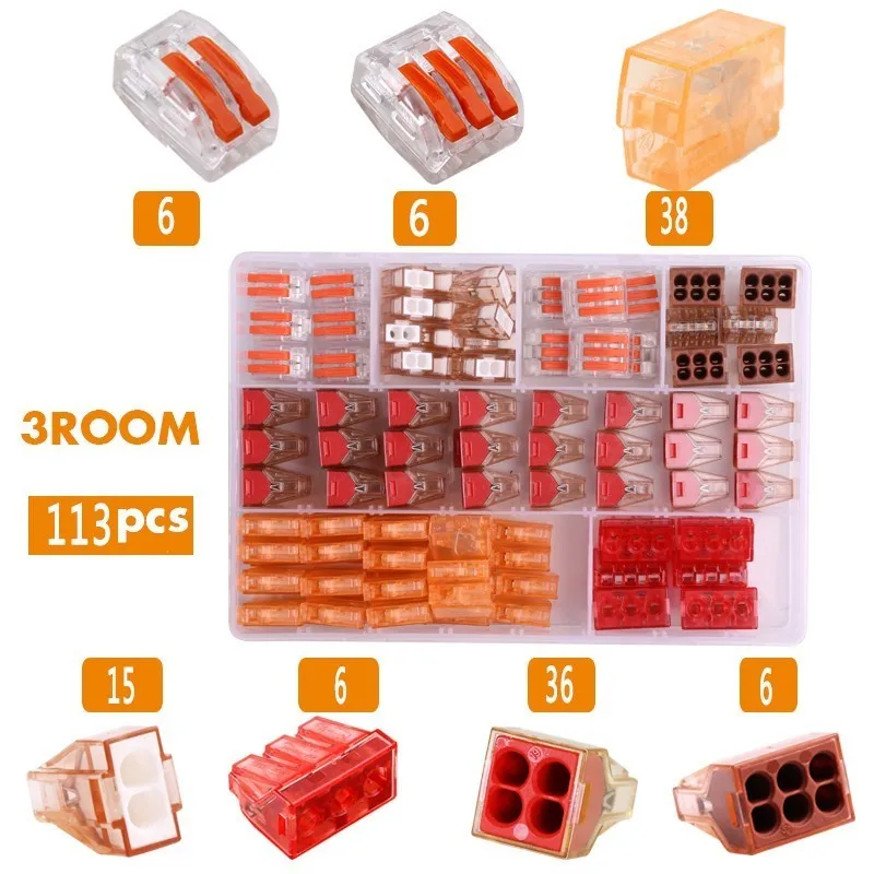 

Wago Type Wire Connector Universal Compact Terminal Block Lighting Wire Connector For 3 4 5 Room Mixed Quick Connector