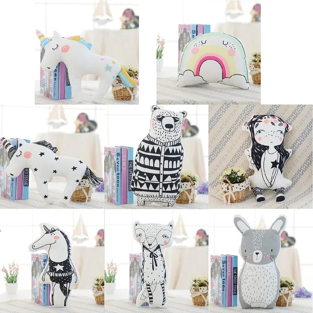 Mignon Animaux Licorne Renard Lapin Ours Coussin Oreiller Bébé Lit décor Accessoires Photo Enfant Calme Sommeil
