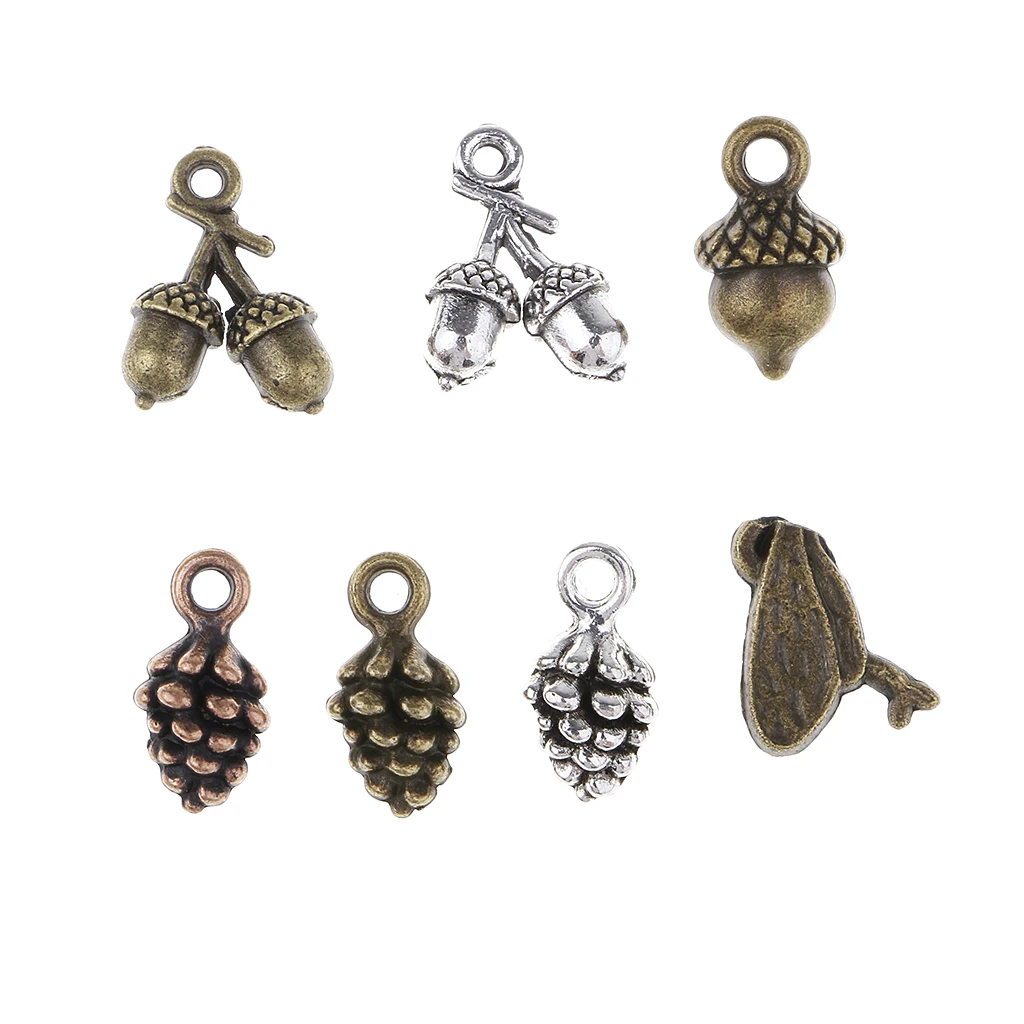50pcs Xmas Pine Cone Pendants Charms DIY Kids Christmas Hair Accessories Findings Bracelet Necklace Earrings Pendants