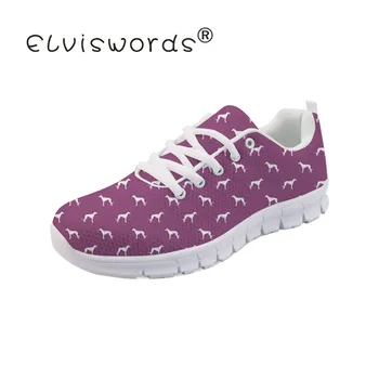 

ELVISWORDS Dog Silhouett Female Shoes Non-Slip Flats Female Portable Mesh Female Comfortable Sports Sneakers zapatillas mujer