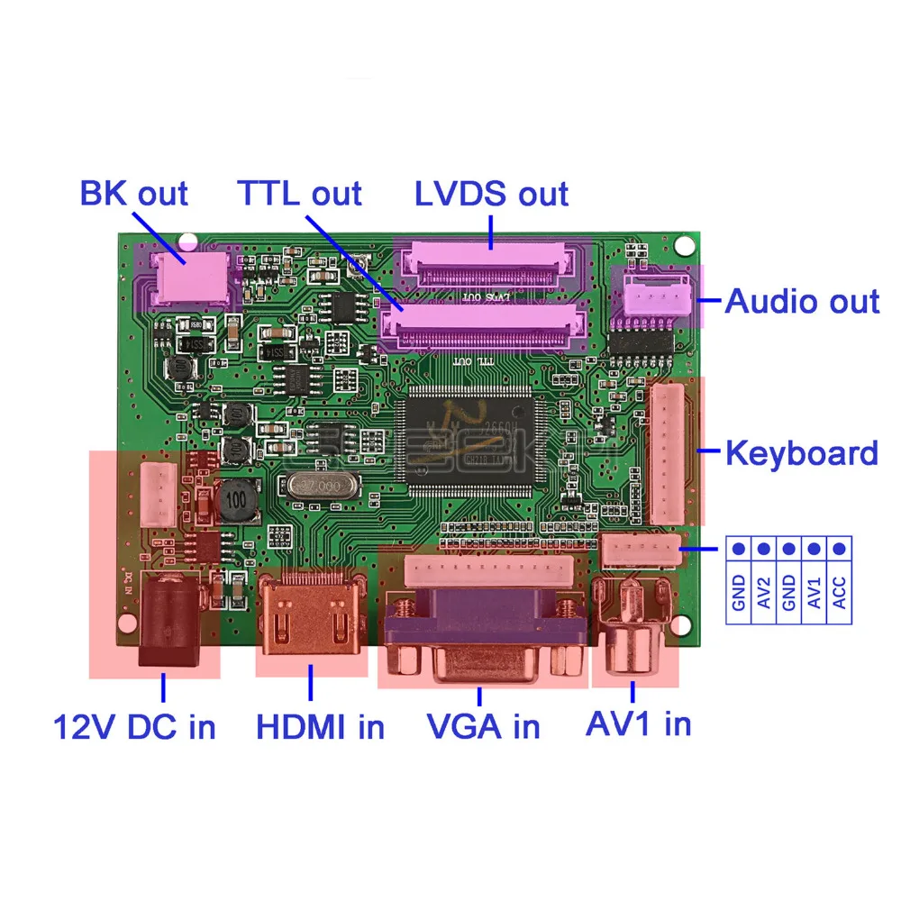 GeeekPi 7 дюймов lcd 1024*600 дисплей монитор экран комплект с усилителем 2 шт колонки для Raspberry Pi 4 B все платформы/ПК