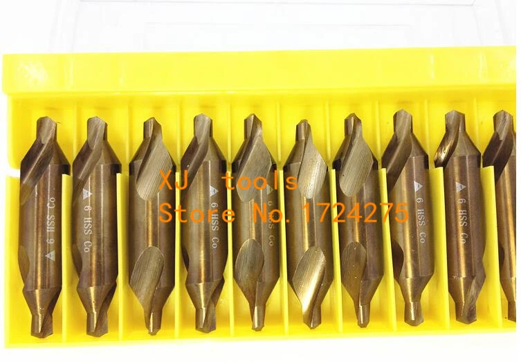 

2.0*5.0mm petiole 10pcs/set HSS CO M35 60 degrees Containing cobalt spiral center drill Processing of stainless steel etc .