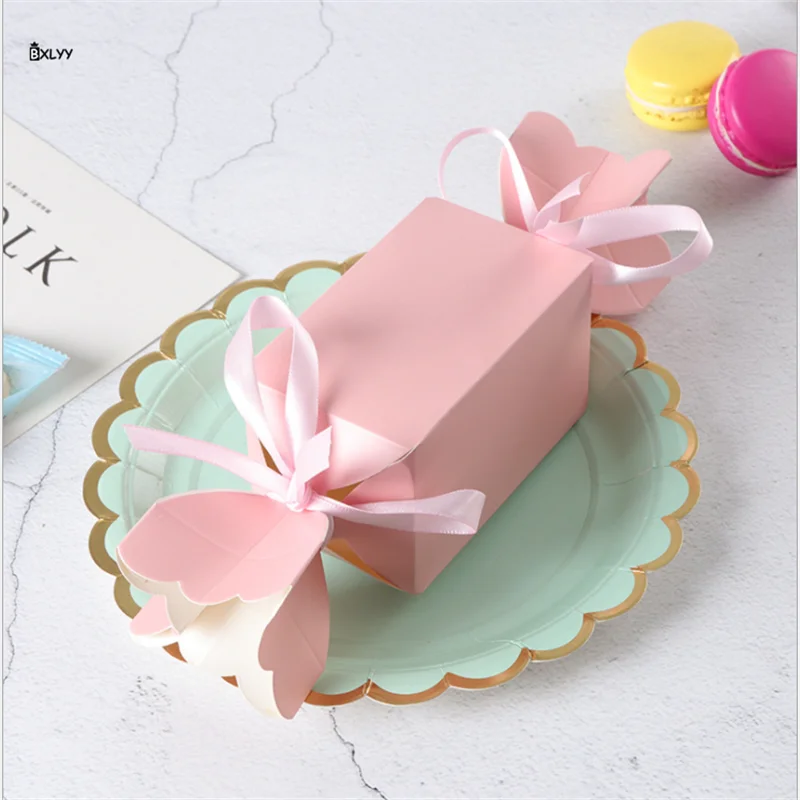 BXLYY Единорог коробочка для конфет на вечеринку DIY свадебные подарки для гостей товары для рождественской вечеринки декор для дня рождения для детей 10 шт. подарочная коробка. 8z - Цвет: Розовый