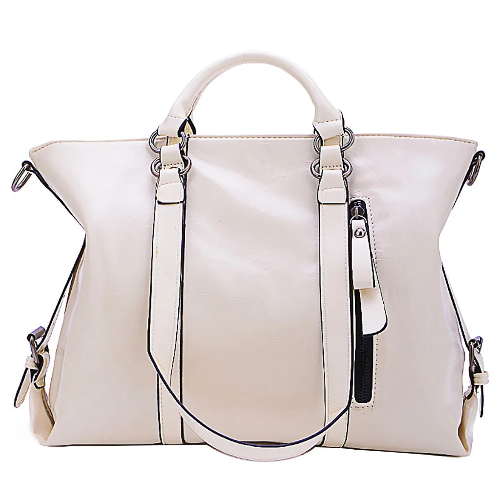 

019 Fashion new Women Fashion Oil Leather Locomotive Bag Shoulder Portable Diagonal Bag Portable Solid Zipper crossbody bags