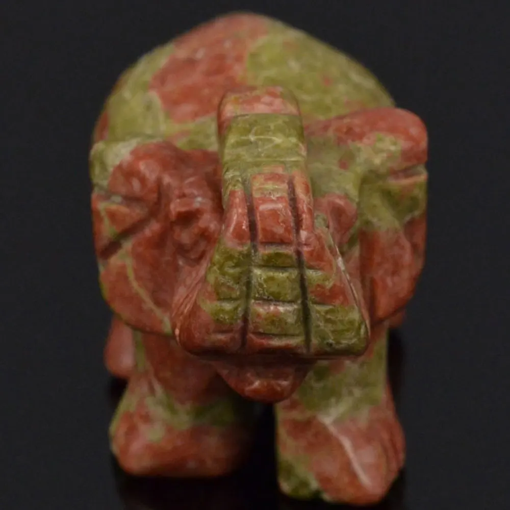 Unakite Crystal Elephant Carved Figurine Stone Chakra Healing Reiki Stone Feng Shui Crafts