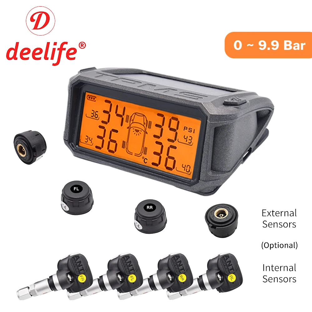  Tire Pressure Monitoring System TPMS Sensor Solar Car Security Smart Tyre Control Wireless 4 Wheels - 32884480535