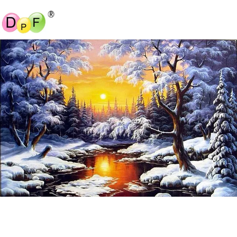 

Diy Diamond Painting Cross Stitch Pattern Full Drill Square Diamond Embroidery Mosaic scenery sunset by the river