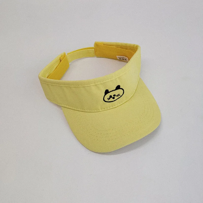 Летние детские бейсболки/теннисные кепки с пустым верхним козырьком, Милые Пляжные кепки от солнца с УФ-защитой, шапки для девочек и мальчиков, Уличная Повседневная спортивная шапка - Цвет: cat-yellow