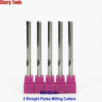 

Durable 5 pcs 6*52MM 2 Straight Flutes Milling Cutters, CNC Cutting Tools, Carbide Router Bits, Wood,EVA,PVC,ABS Carving Machine