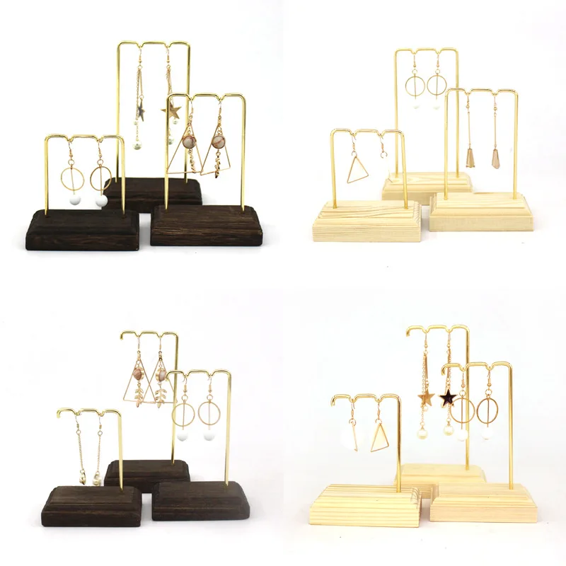 

Retro Sturdy Wooden Metal Ear Ring Eardrop Jewelry Dangler Display Stand Bracelet Earrings Anklet Hanger Organizer Rack Showcase