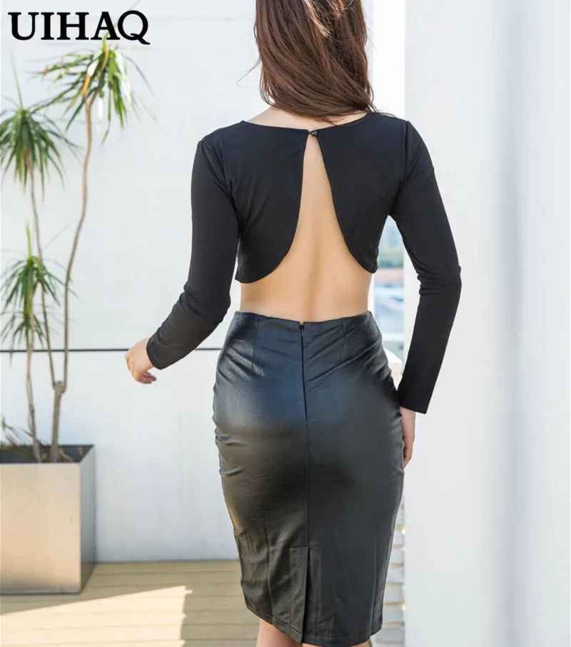 T shirt Leather Skirt Women Sets Sexy Women Tshirt Feminino Casual Crop