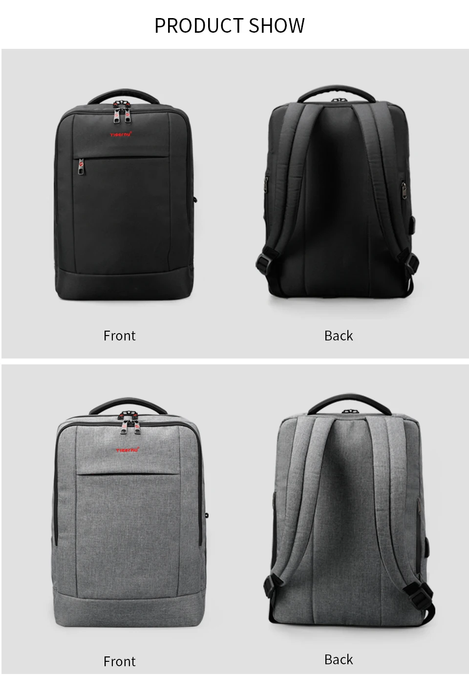Мужской рюкзак Tigernu с защитой от кражи, Оксфорд, для ноутбука, для путешествий, мужской водонепроницаемый рюкзак, USB зарядка, большая школьная сумка для подростков, Mochila