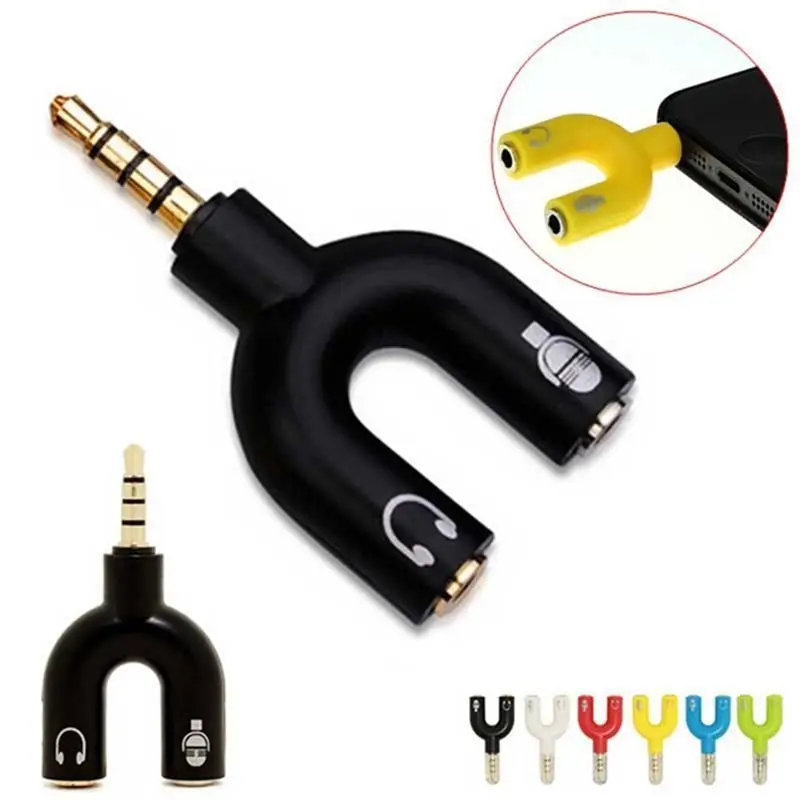 

3.5mm Stereo Splitter Audio To Mic & Headset Jack Plug Adapter For Phone High Quality New