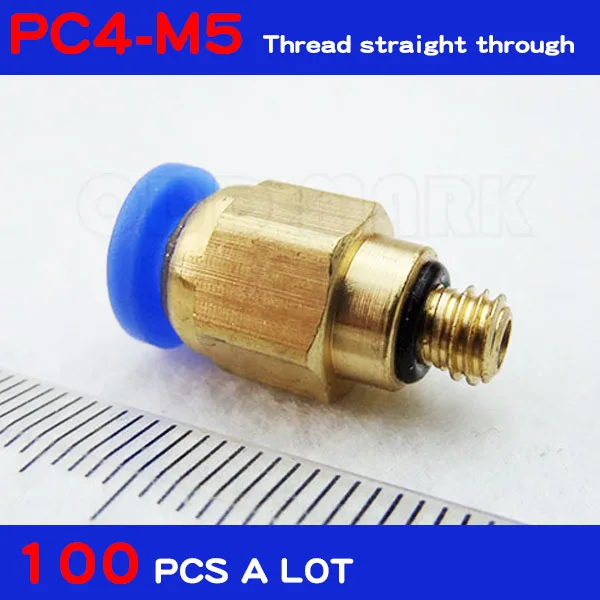 

Free shipping HIGH QUALITY 100pcs a lot PC4-M5, 4mm to M5 Pneumatic Connectors male straight one-touch fittings PC4-M5