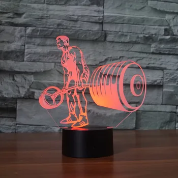 

[Seven Neon]Free shipping weightlifting Acrylic 7Colors Desk Lamp 3D Lamp Novelty gift Led Night Light Millennium Falcon Light