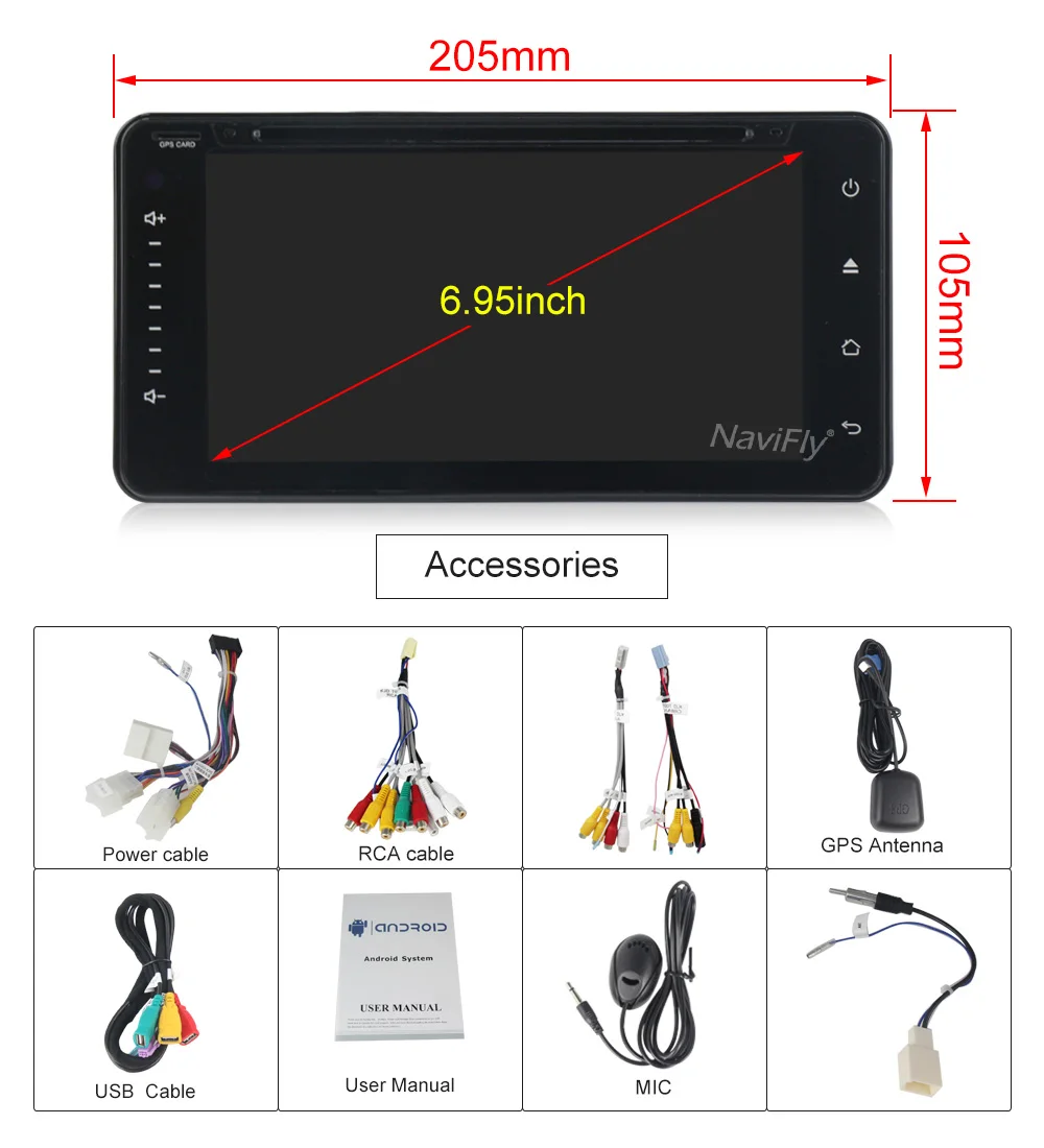 Top NaviFly IPS+DSP 2 Din Android 9.0 Car DVD Player Stereo GPS Navigation for Toyota RAV4 Corolla Vios Hilux Terios Fortune 10