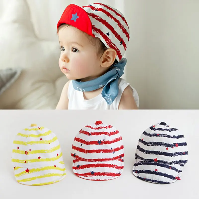Kids Girls Boy Caps Cotton Star Print Toddlers Baby Hat Flat Visor
