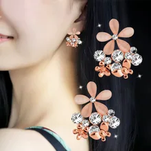 SINLEERY, очаровательные женские серьги с розовыми, голубыми опаловыми цветами, серьги-гвоздики, розовое золото, серебро, Кристальные серьги, ювелирные изделия на заказ, подарки ES434 SSB