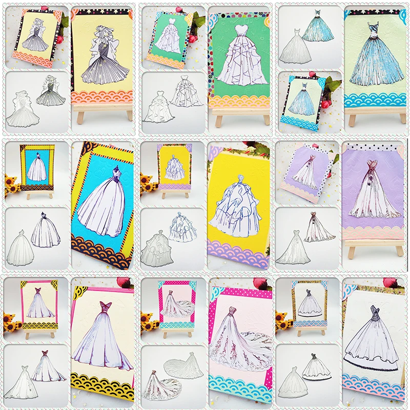 

JC Kind of Beautiful Wedding Dress Metal Cutting Dies for Scrapbooking DIY Embossing Folder Cards Handmade Album Stencil Crafts