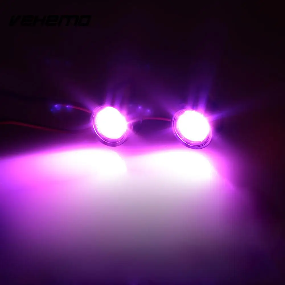Vehemo мотоциклы для модифицированных дневных ходовых светильник мигающий светильник лампа "Орлиный глаз" зеркало заднего вида лампа мотоциклетная лампа DRL - Цвет: bright purple pink