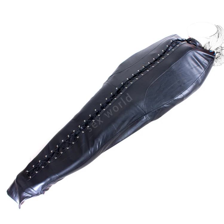Black Soft PU Leather Full Body Sleeping Bag Sex BDSM Binder Bondage Slave Restraints Gear Harness Belt Sack Products | Красота и