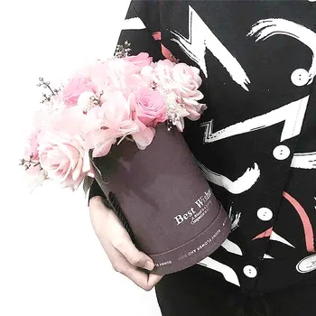 

1pcs hug flower box Round Flower Paper Boxes With Lid Hug Bucket Florist Gift Packaging Box Cases Gift Bags For Wedding Party