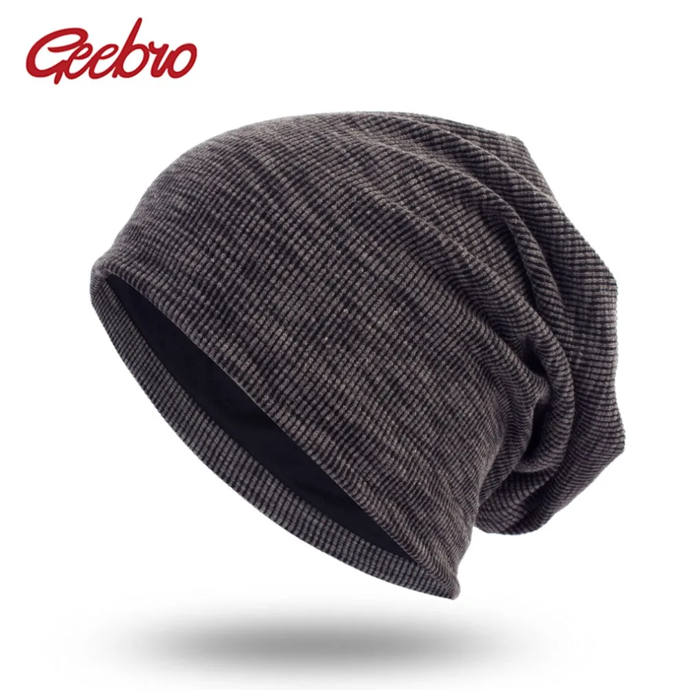 

Geebro Men Women Knitted Ribbed Beanies Hat Spring Cap Solid Color Hip-hop Slouch Hats Unisex Skullies chapeu feminino DQ400A