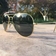 Бренд reggaeon, солнцезащитные очки со стеклянными линзами, wo, мужские,, высокое качество, UV400, мужские, для вождения, пилот, солнцезащитные очки, 3025 лучей, цвет золотой, черный