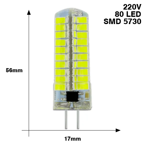 10 шт. G4 Светодиодный светильник высокой мощности 3 Вт SMD2835 3014 DC 12 В AC 220 В белый/теплый белый светильник, заменить галогенный Точечный светильник, люстра - Испускаемый цвет: G4 220V 5730 80L