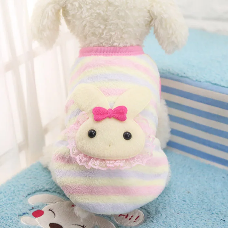Новые осенне-зимние куртки для кошек и щенков с героями мультфильмов, теплая мягкая флисовая одежда для собак, одежда для маленьких собак, чихуахуа, FYS1 - Цвет: Colorful Rabbit