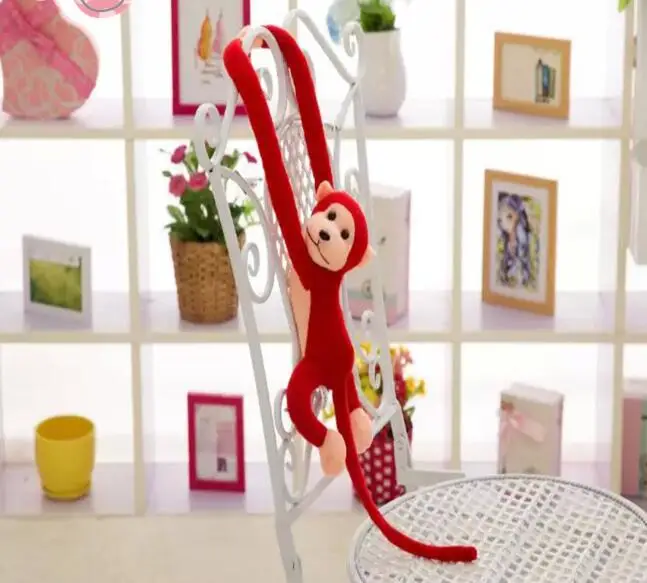 60 см каваи длинные руки хвост обезьяна чучела кукла плюшевые игрушки шторы для сна ребенка, Успокаивающая кукла животного подарки на день рождения - Цвет: Красный