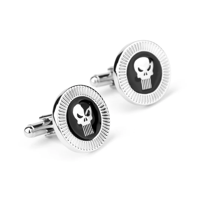 

Marvel The Punisher Skull Cufflinks High Quality Round Punishment Logo Enamel Cuff links Men's Fashion Shirt Jewelry Accessories