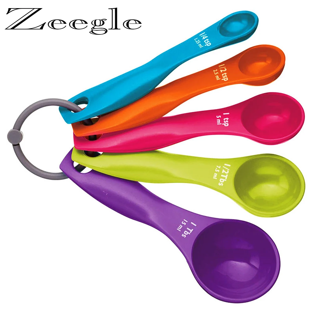 DIY Colored Plastic 6-piece Rainbow Measuring Cup and Spoon Set Combination  with Scale Measuring Spoon Baking Tool - AliExpress