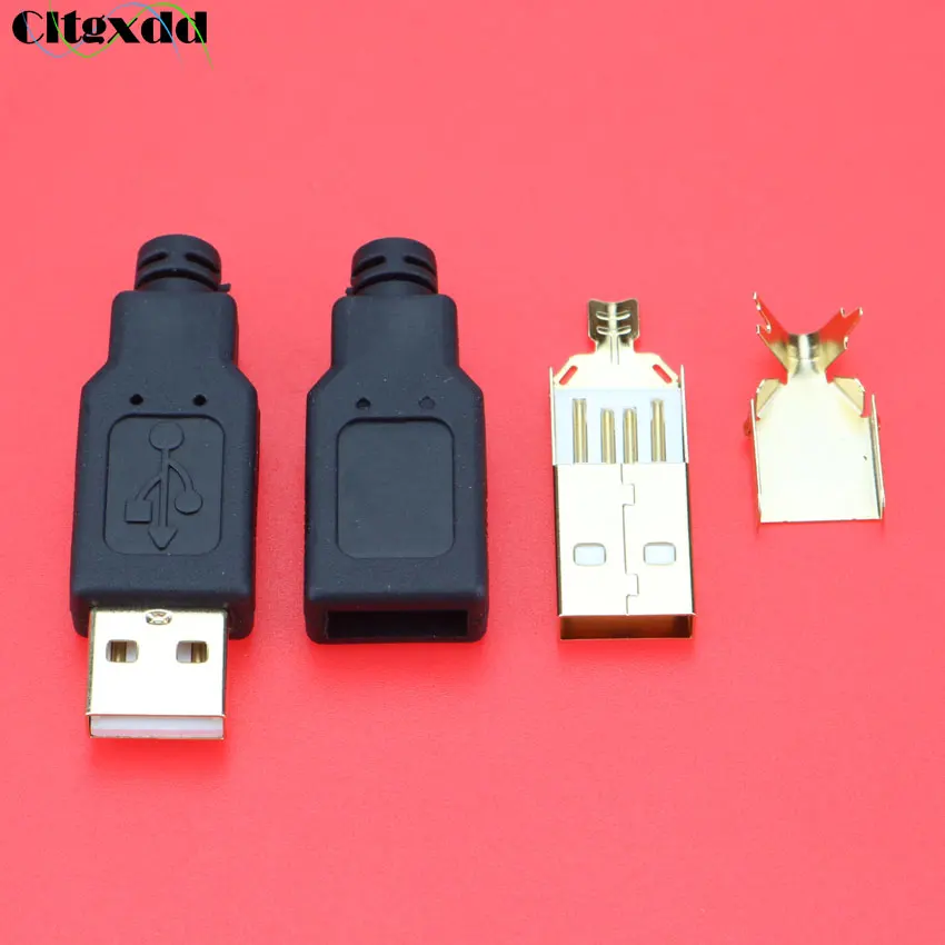 

Cltgxdd 1PCS DIY USB 2.0 Connector Plug A Type Male 4 Pin Assembly Adapter Socket Solder Type Black For Data Connection