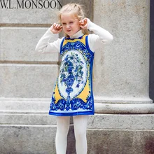 W.L.MONSOON Vestidos Baby Girls Dress 2017 Brand Christmas Dress with Embroidered Flower Princess Kids Dresses for Girls Clothes w l monsoon baby girls dress with sashes 2017 autumn brand princess dress girls clothing flower kids dresses children clothes