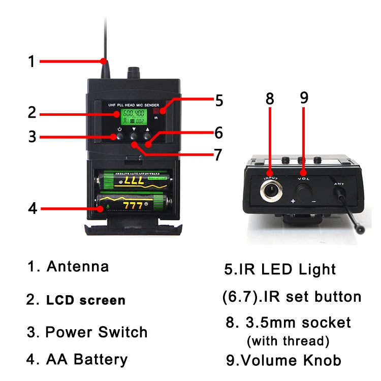 Freeboss FB-U08 2 Way 200 каналов PLL IR UHF беспроводной микрофон 2 ремешки передатчик с гарнитурой и петличный микрофон