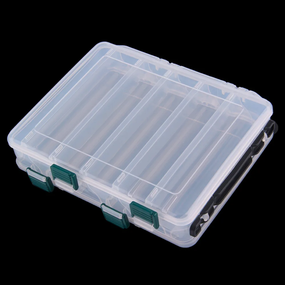 

10 Compartment Transparent Plastic Portable Size Double Layer Fishing Lures Tackle Hooks Baits Case Storage Box Fishing Accessor
