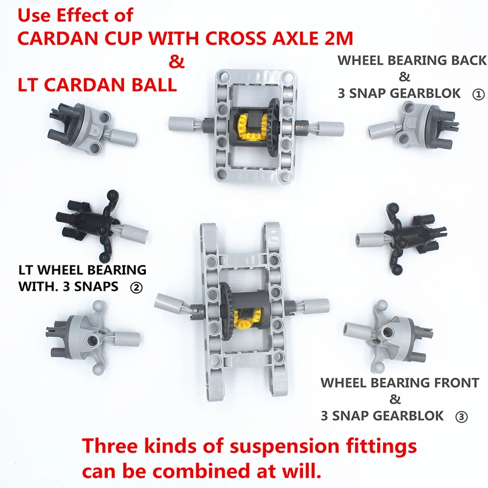MOC Technical Parts 4pcs LT CARDAN BALL & 2pcs CARDAN CUP W. CROSS AXLE 2M  compatible with Lego 32494+92906 for Kids Boys Toy - AliExpress
