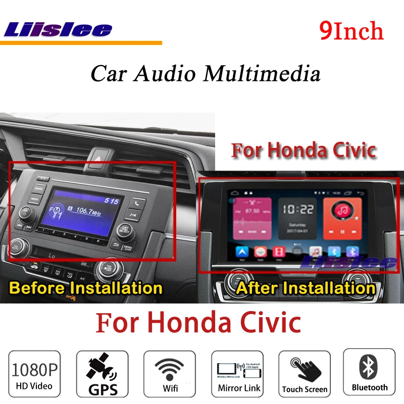 Clearance Liislee For Honda Civic 2016 Stereo Android Radio DVD Player TV BT Wifi GPS MAP NAV Navigation 1080P System Original NAVI Design 5